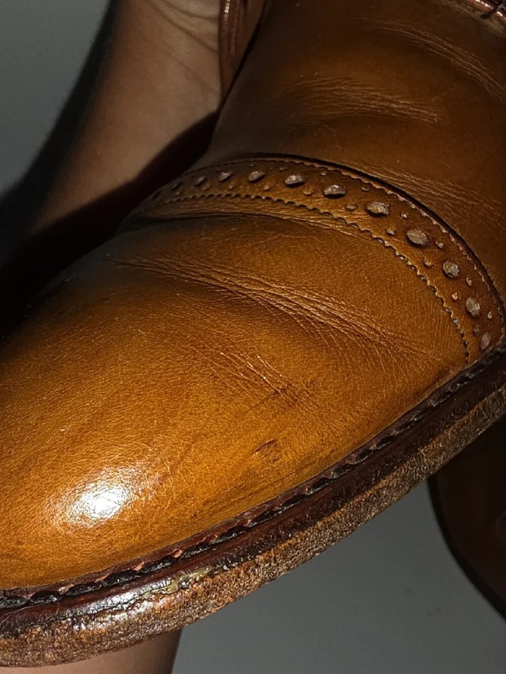 ALLEN EDMONDS SZ 12 Boulevard Men's Tan Leather Cap-Toe Oxford Dress Shoes